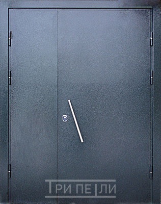 Входная дверь Двухстворчатая техническая дверь Порошковое напыление + Винил