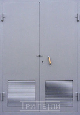 Входная дверь Двухстворчатая техническая дверь с вентиляцией НЦ + Винил